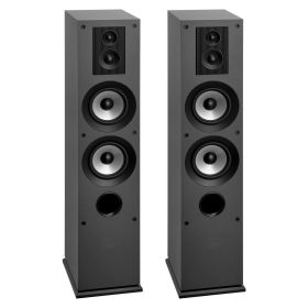 Floorstanding Speakers Pair, 3-Way, Floor-Standing Tower Speakers with 0.75 in & 1 in Tweeter, Dual 5.25 in Woofers, 145W Peak Power