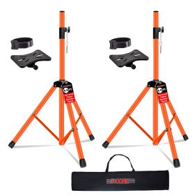 5 Core Speaker Stand Pair Adjustable 31 to 54" PA DJ Tripod Stands Heavy Duty w 35mm Insert 132 Lbs (Color: Orange)